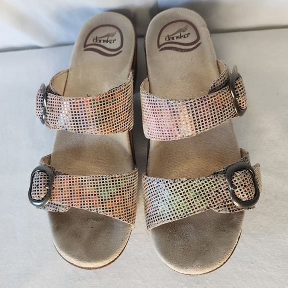 Dansko Sandals Women's Multicolor Leather Buckle Heel Comfort Shoes US 6.5/EU 37 - Picture 2 of 6